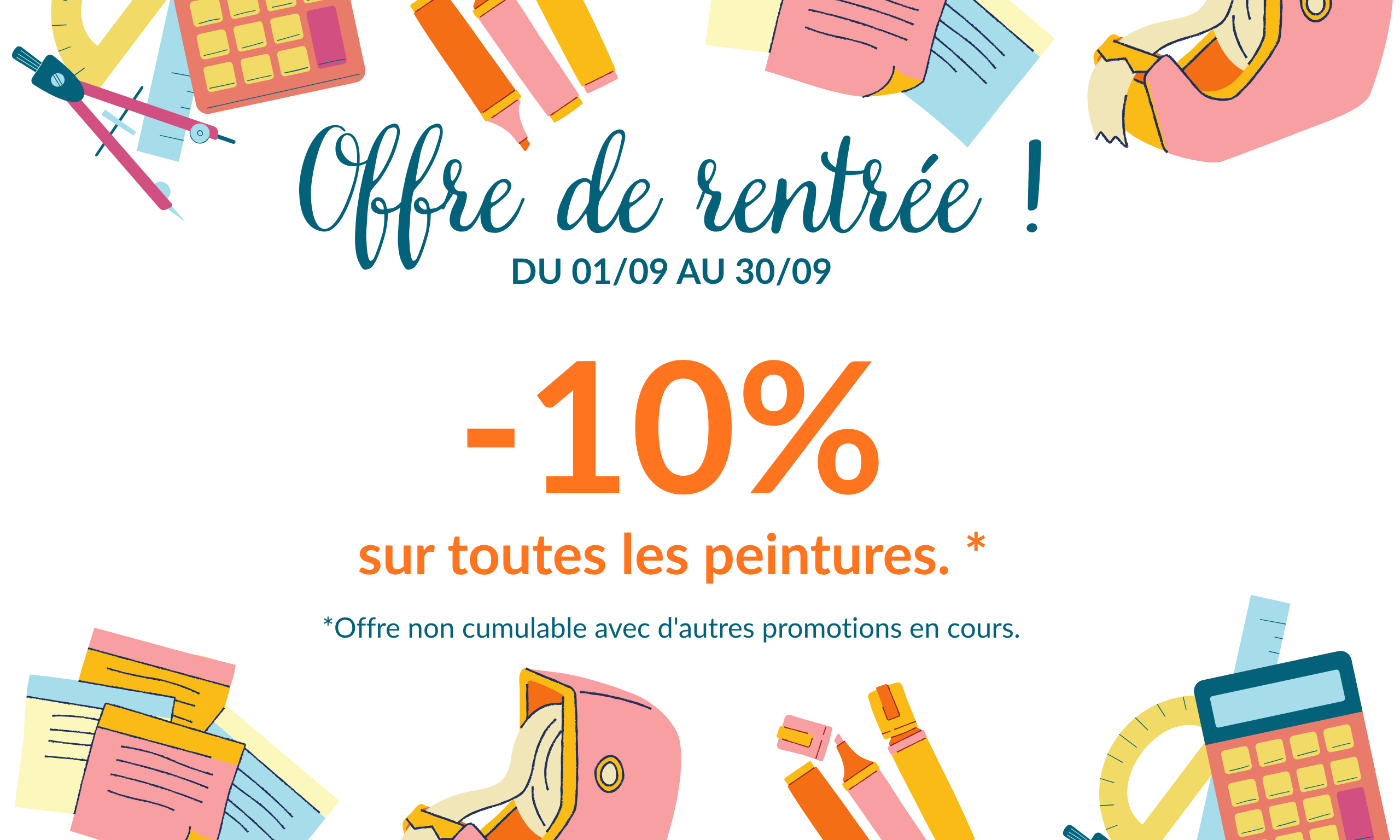 Offre de rentrée : -10% sur toutes les peintures du 1er au 30 septembre