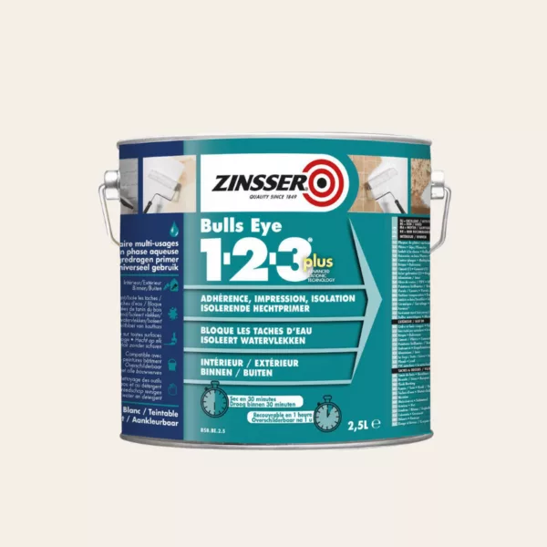 zinsser 123 plus, Primaire peinture, Fut de 2,5 litres